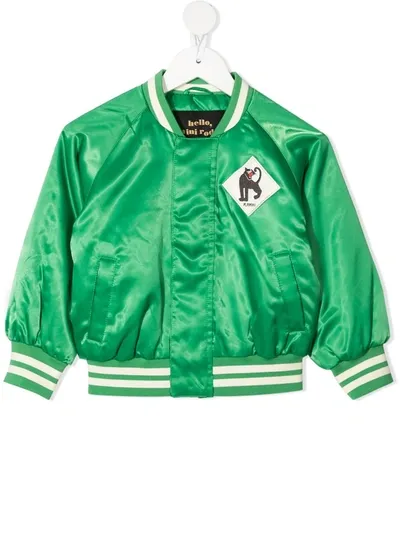 Mini Rodini Panther Baseball Jacket In Green