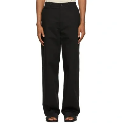 Jil Sander Black Cotton Herringbone Trousers In 001 Black