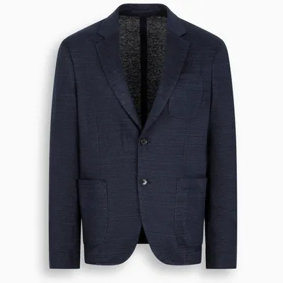 Ferragamo Navy Unlined Single-breasted Blazer In Blue