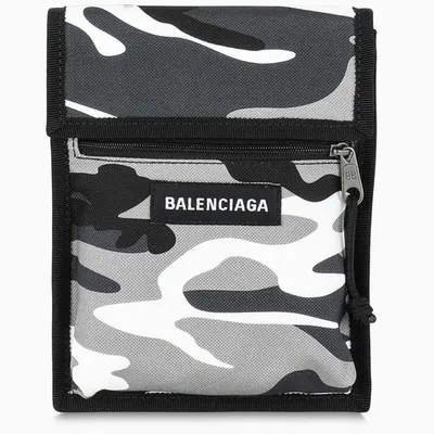 Balenciaga Explorer Bag With Camouflage Print In Grey