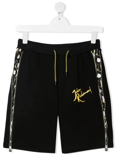 John Richmond Junior Kids' Logo And Zip-detail Shorts In Black