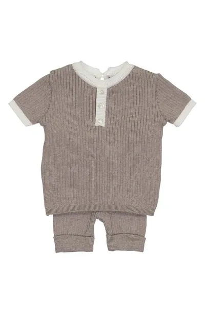 Feltman Brothers Babies'  Knit Henley & Pants Set In Heather Tan