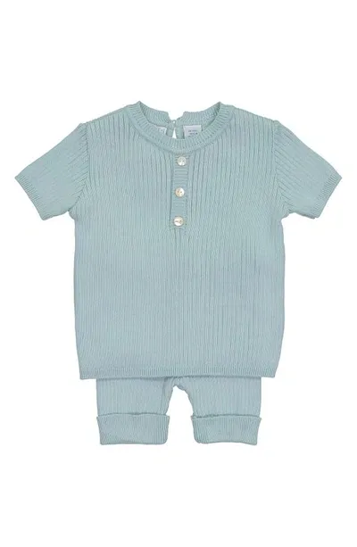 Feltman Brothers Babies'  Knit Henley & Pants Set In Mint