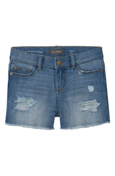 Dl Kids' Girl's Lucy Cut Off Denim Shorts In Frost Dist