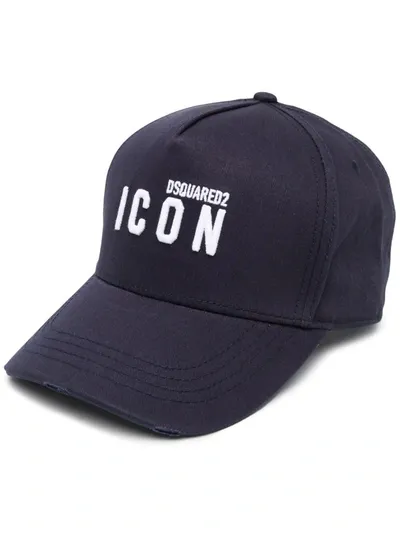 Dsquared2 Icon Navy Blue White Baseball Cap In Dark Blue