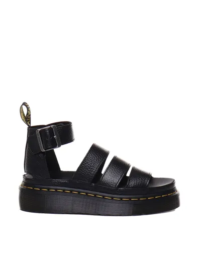 Dr. Martens' Black Clarissa Ii Quad Leather Platform Sandals