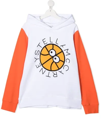 Stella Mccartney Kids' Printed Organic Cotton Sweatshirt Hoodie In White