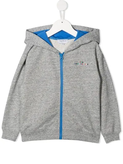 The Marc Jacobs Kids' Logo-embroidered Zip-up Hoodie In Grey