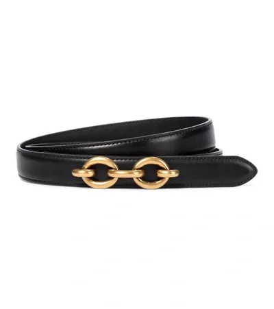 Saint Laurent Link Buckle Calfskin Leather Belt In Nero