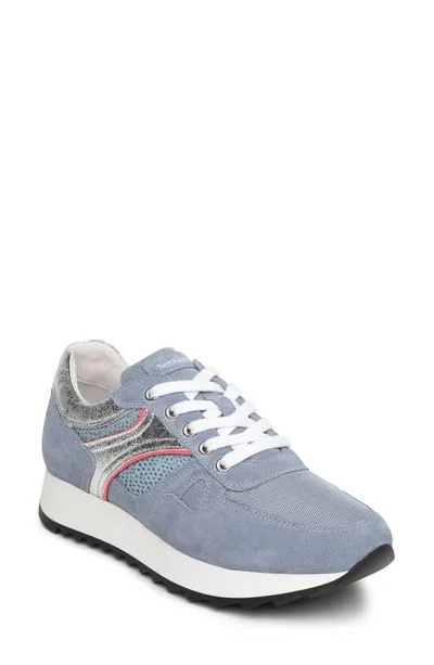 Nerogiardini Metallic Glitter Mix-media Runner Sneakers In Light Blue