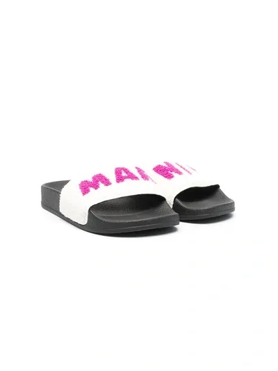 Marni Teen Logo-print Pool Slides In White