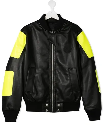 Diesel Teen Colour-block Bomber Jacket In Black