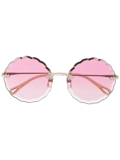 Chloé Rosie Round Frame Metal Sunglasses In Gold