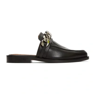 Givenchy Chain-trimmed Leather Slippers In Black