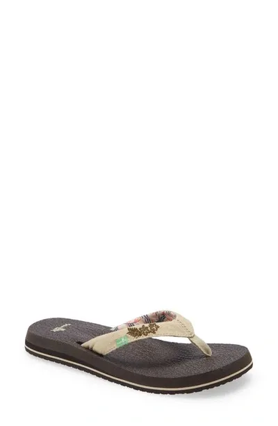 Sanuk Yoga Paradise 2 Flip Flop In Natural Paradise Palms