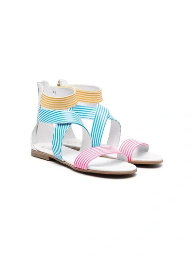 Gallucci Teen Striped Strappy Sandals In White