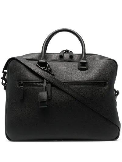 Saint Laurent Zip-around Logo Briefcase In Black