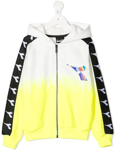 Diadora Junior Kids' Gradient-effect Zip-up Hoodie In Yellow