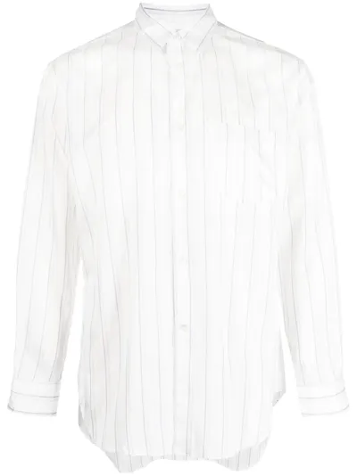 Comme Des Garçons Shirt Striped Long-sleeve Shirt In White