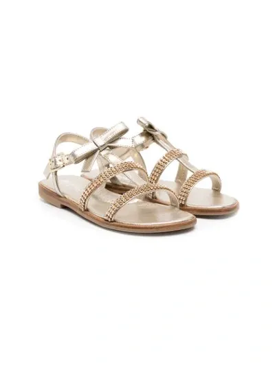 Monnalisa Kids' Embellished Straps Sandals In Gold