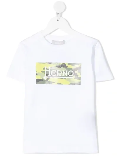 Herno Teen Logo-print Cotton T-shirt In White