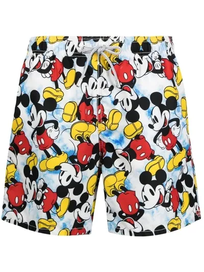 Mc2 Saint Barth Mickey Mouse Swim Trunks In Multicolor In Multicolour