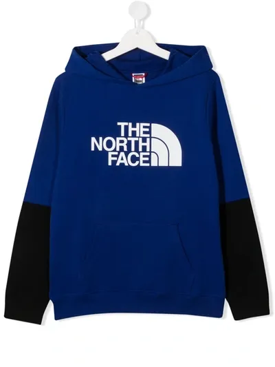 The North Face Kids' Panelled Logo-print Hoodie In Blue