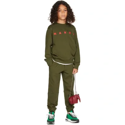 Marni Logo-print Cotton Sweatshirt In Khaki