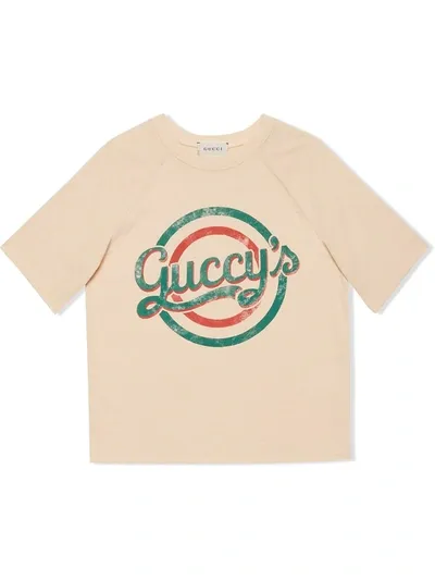 Gucci Kids' Children's Cotton T-shirt With "guccy's" Print In White