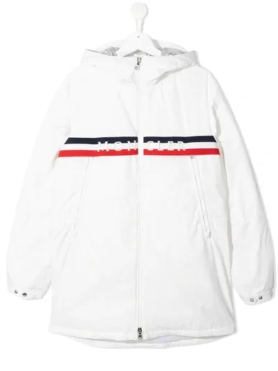 Moncler Kids' Olargues Logo-print Parka In White