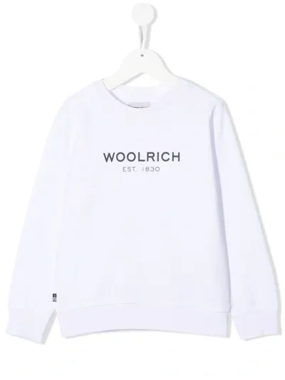 Woolrich Teen Logo-print Cotton Sweatshirt In White