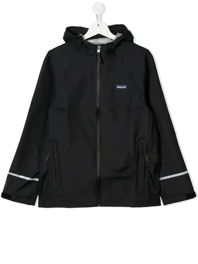 Patagonia Teen Logo-patch Hooded Jacket In Black