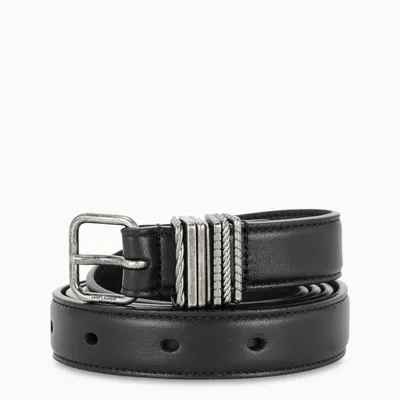 Saint Laurent Black Belt With Loops Overlay