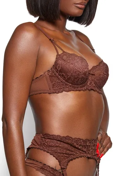 Love, Vera Unlined Underwire Balconette Bra In Chocolate Fondant