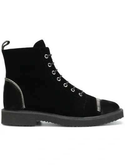 Giuseppe Zanotti Black Velvet Ankle Boots