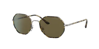 Giorgio Armani Ar6112j Matte Gunmetal Male Sunglasses In Dark Brown