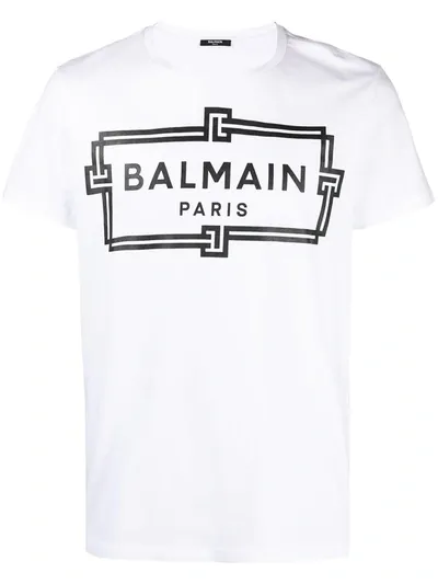 Balmain White T-shirt With Contrasting Logo Print