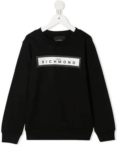 John Richmond Junior Teen Box Logo-print Cotton Sweatshirt In Black