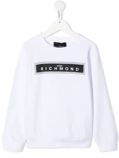 John Richmond Junior Teen Logo-print Studded Sweatshirt In White