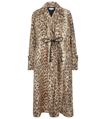 Victoria Beckham Drawstring-waist Leopard-print Shell Coat In Tan Brown