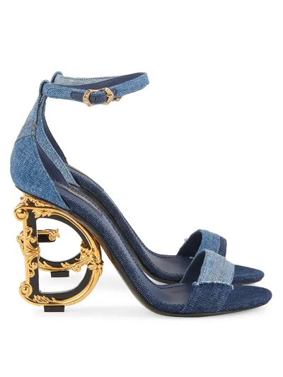 Dolce & Gabbana Sculpted-heel Patchwork Denim Sandals