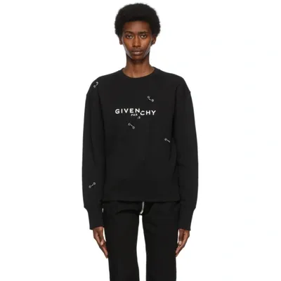 Givenchy Ring-embellished Logo Print Sweatshirt In Black