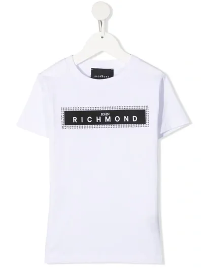 John Richmond Junior Teen Logo-print Stud-detail T-shirt In White