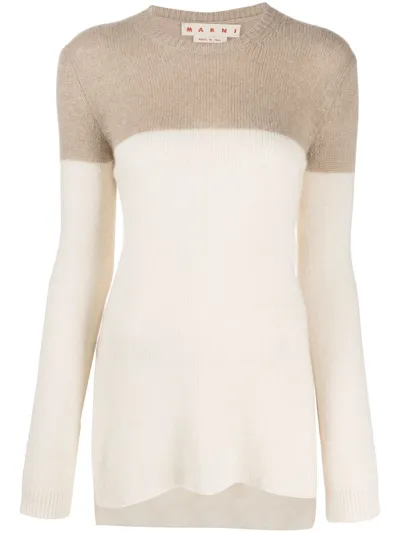 Marni Colour-block Two-tone Cashmere Jumper In Two Tone