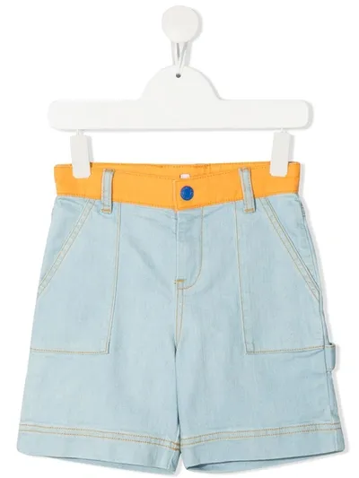 The Marc Jacobs Kids' Mid-rise Colour-block Denim Shorts In Blue