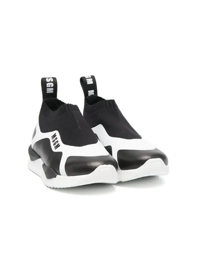 Msgm Teen Logo-print Slip-on Trainers In Black