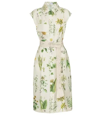 Ferragamo Botanical-print Sleeveless Shirtdress In Green