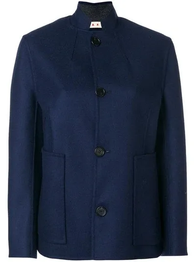 Marni Mandarin Collar Jacket In Blue