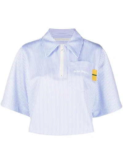 Palm Angels Women's Pinstripe Zip Polo In Light Blue