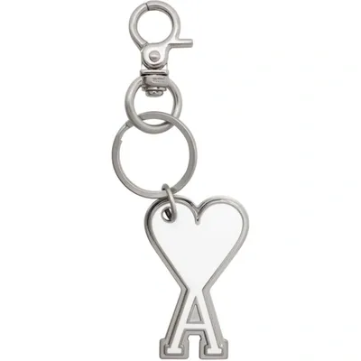 Ami Alexandre Mattiussi White 'ami De Coeur' Keychain In Off White